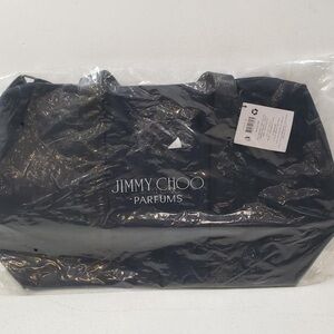 🐂Jimmy Choo Parfums Duffle Travel Gym Bag Weekender Faux Leather Navy NWT $150